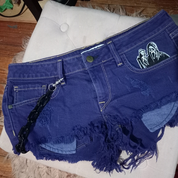Custom RAGE Scream Ghostface wildfox super dope purple daisy Duke cutoffs! - Picture 10 of 14